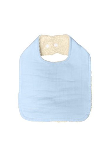 Pamuklu Sıvı Geçirmez Mama Önlüğü Bürümcük-havlu Çift Yönlü M-bej Mavi - Bej