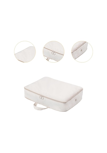 Homyl Yorgan Saklama Çantası Kendini Sıkıştırma Bej