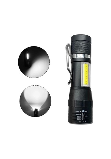 Wuben Wb-017 Zoomlu Şarjlı Cob Led Güçlü El Feneri Açık Gri