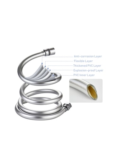 Hangfox 2 Metre Pvc Dolaşmayı Önleyen Bakır Uçlu Duş Hortumu G1/2 Standart Bağlantı Diğer