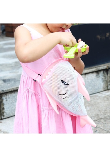 Suntek Yaz Çocukları Mesh Plaj Kabuk Torbası 25x18x15cm Çok Gri