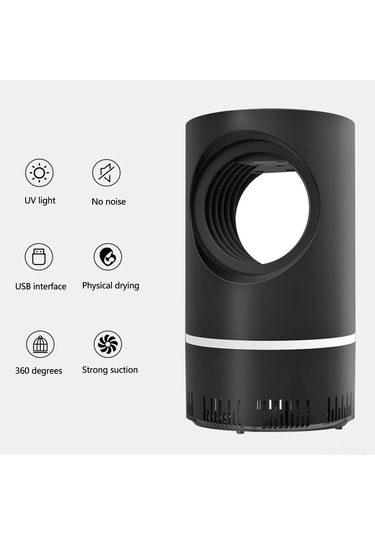 Neevoyu Ev İçin Usb Akıllı Isı Dalga Sopa Sistemiyle Sessiz Mosquito Katili, Fiziksel Kurutma Ve 360 Uv Işık, Siyah Siyah