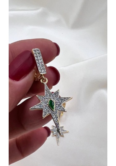 Bb İthal Altın Kaplama Kutup Yıldızı Taşlı Küpe