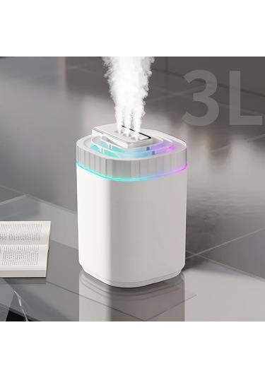 Techbloom 101 44oz Büyük Kapasiteli Beyaz Ev Tipi Masaüstü Nemlendirici Çok Fonksiyonlu Atomizer
