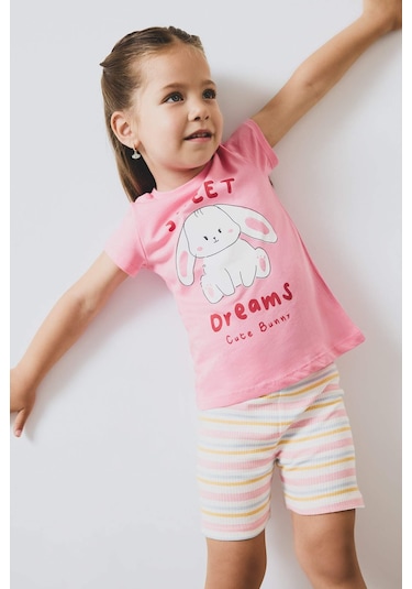 Defacto %100 Pamuklu Pijama Takımı Kız Bebek E4646A525SM Pembe