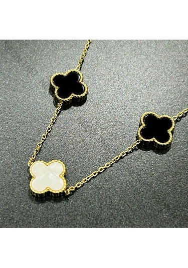 Van, Paslanmaz Çelik Kolye 27, Zincir Altın Renk, Figür Siyah Ve Beyaz Renk Altın