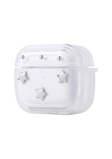 Noktaks - Airpods 3. Nesil Uyumlu - Kılıf Airbag Tasarımlı Simli Şeffaf Kutup Kılıf - Airbag 44 - Yıldız - T36622 Yıldız