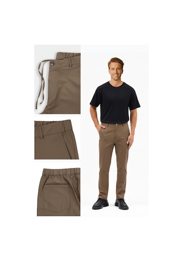 Erkek Motion Streç Kumaş Relaxed Beli Lastikli Jogger Pantolon Kahverengi M701-r0140002-05 Kahverengi