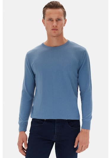 Ds Damat Regular Fit Mavi Düz Kazak 1hc060196016m 701