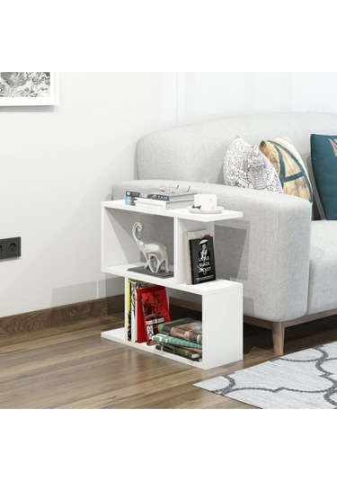 Decormet Lale Yan Sehpa Beyaz Beyaz