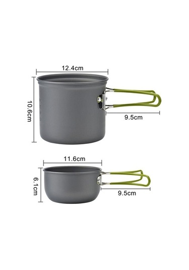 Ulzyvf Tenceresi Tencere Seti Pikniği Paslanmaz Kamp Mekan Katlanabilir Gümüş Dış Çelik Çatal Bıçak Alüminyum Alaşımlı Gümüş