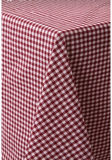 Kareli Desen Pötikareli Masa Örtüsü Bordo