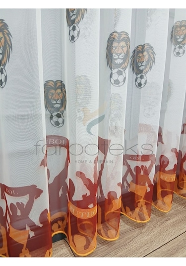 Tül Perde Gs Ultraslan Cimbom Taraftar Sarı Kırmızı 2kat Pileli Tül Perde Gs