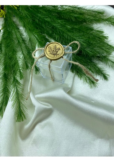 4x4 Şeffaf Mika Kutuda Kokulu Bubble Mum Söz Nişan Nikah Beyaz - Gold