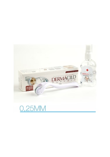 Dermacild Titanyum 180 İğne Dermaroller Göz Çevresi 0.25 MM + Roller Temizlik Spreyi