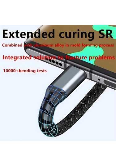 100w Hızlı Şarj Kablosu Çoklu Şarj Kablosu Naylon Örgülü Çoklu