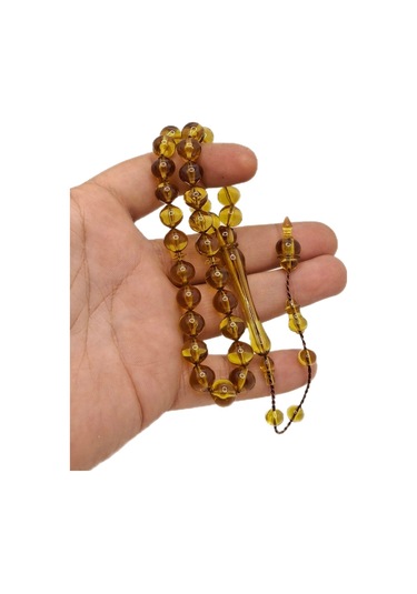 Han Ticarethane Yeşil Renk Uçlu Küre Kesim Toz Kehribar Tesbih