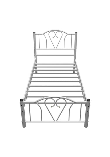 Argimo Orkide Tek Kişilik Ferforje Beyaz Metal Karyola 90x190