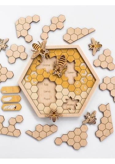 Ahşap Altıgen Petek Puzzle Oyunu