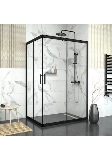 Tekno Duş Black Rigel 6mm Şeffaf Dikdörtgen Duşakabin Şeffaf