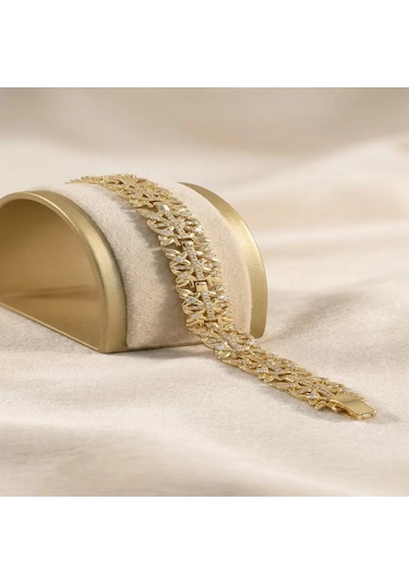 Bayan Gold Renkli Zirkon Taşlı Xuping Pirinç Bileklik Altın