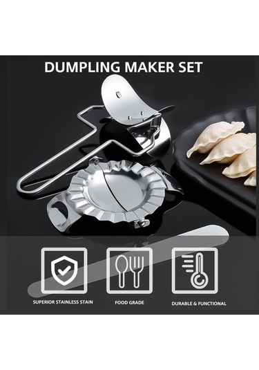 Ulzyvf 3'lü Paslanmaz Çelik Hamur Presi Seti - Mantı, Börek, Ravioli Yapımı İçin Pratik Mutfak Aleti Gümüş