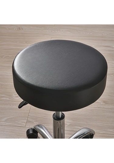 Elmpaly Siyah Esnek Deri Tabure Kılıfı - Dayanıklı, Kolay Temizlenir, Oturma Odası Ofis Siyah