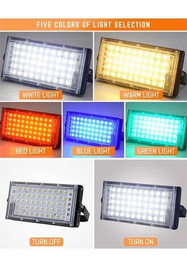 Gajeena Rgb Led Projeksiyon Lambası 50w Ip66 Su Geçirmez Dış Mekan Işığı 6500k Soğuk Beyaz Pil Yok Serin Beyaz