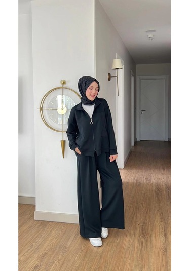 Emily Modal Kumaş Fermuarlı Tesettür İkili Alt Üst Takım Çok Renkli