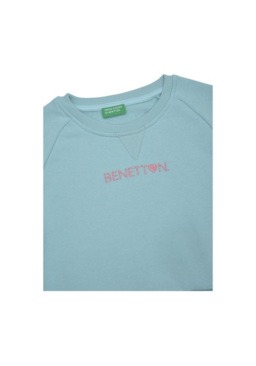 United Colors Of Benetton Kız Çocuk Sweat Bntg21543 Turkuaz Turkuaz
