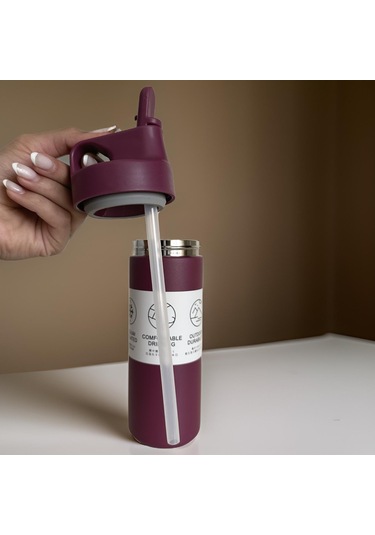 Prettify Çift Yalıtımlı Pipetli Stainless Steel Vakumlu Termos 550 ML