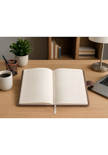 Kilitli Ajanda Günlük Not Defteri Notebook Açık Kahverengi İthal Ürün Kahve