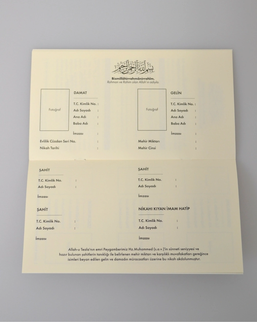 Nikah Akdi Cüzdanı Hatıra Defteri Gelin Damat Bilgi Ve Şahit İmzalı