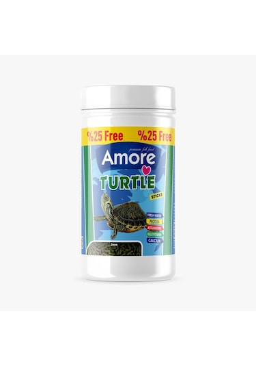 Amore Turtle Green Sticks 7 x 125 ML + Gammarus Su Kaplumbağası Yemi 250 ML