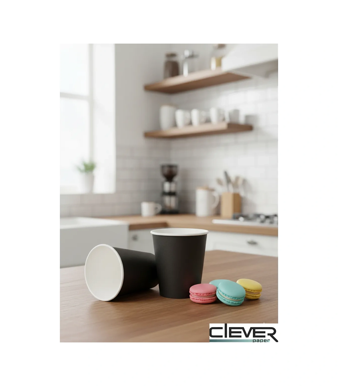 Clever Paper Siyah Tek Kullanımlık Kağıt Bardaklar 250 Ml 100 Adet 209363992 Siyah
