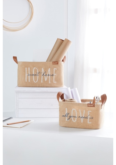 Ocean Home Textile Love Jüt Sepet 24 x 17 x 14 cm