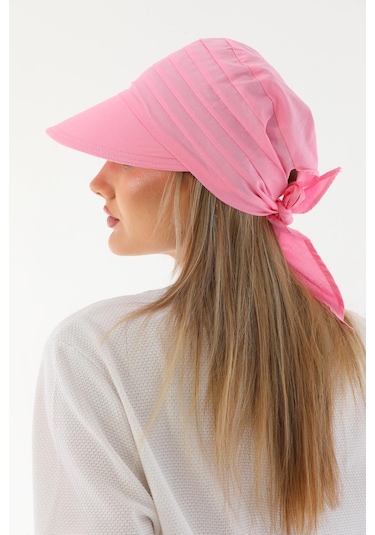 Safari Bağlamalı Pembe Siperli Bandana Vizör Pembe