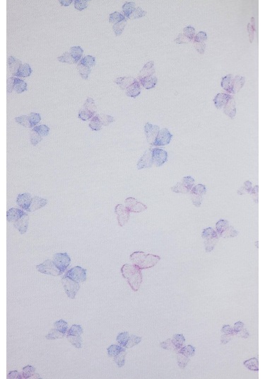 Bebek Şort Tulumu Kelebekler Kısa Kollu Doğal Kumaş Pamuklu Tulum - Lila