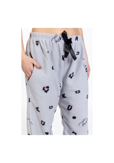 Kadın Polar Kışlık Eşofman Alt Waynap Polar Alt- Gri