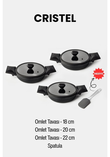 Gigilli Cristel 7 Parça Sahan Seti Siyah Siyah