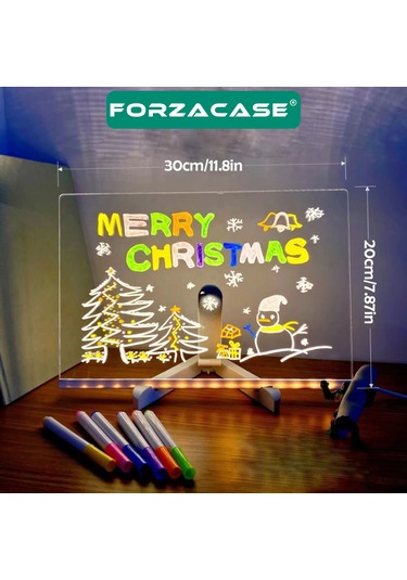 Neon Led Işıklı 20x30 Cm Yazı Çizim Tahtası + Stant + Kalem Fc994