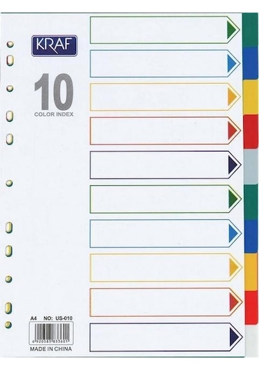 Kraf Seperatör Dosya Ayracı 10 Renk 1010r - A4