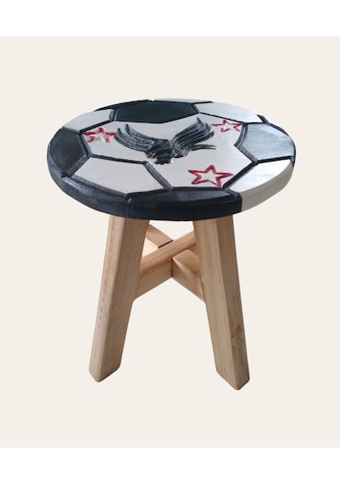 Beşiktaş Fanatik El Yapımı Ahşap Tabure