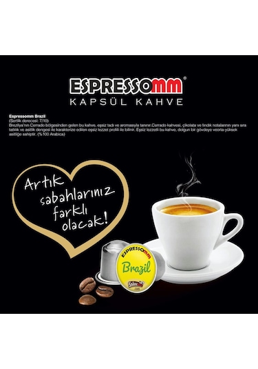 Espressomm® Single Origin Brazil Alüminyum Kapsül Kahve (10 Adet)