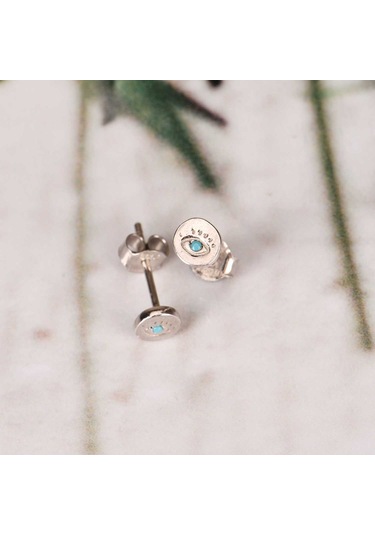 Zirkon Taşlı Pırlanta Montür Gümüş Altın Kaplama Göz Gümüş Küpe