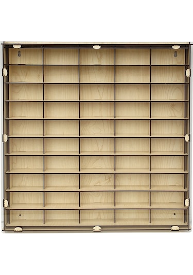 Şeffaf Kapaklı Ahşap Hobi Araba Rafı