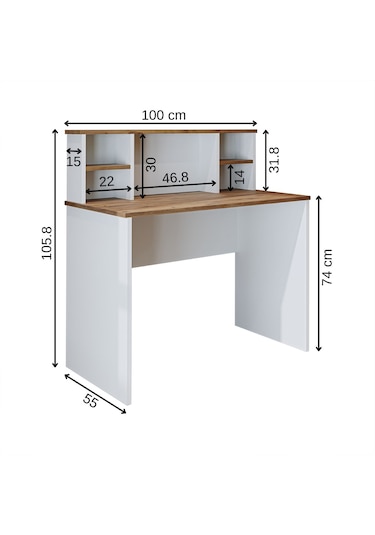 Paris Çalışma Masası , Çocuk Çalışma Masası, Ofis Masası 100 Cm Atlantik Çam - Beyaz