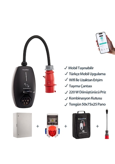 Evwallbox 22Kw V3 Pano+Tekli Kombinasyon Dahil