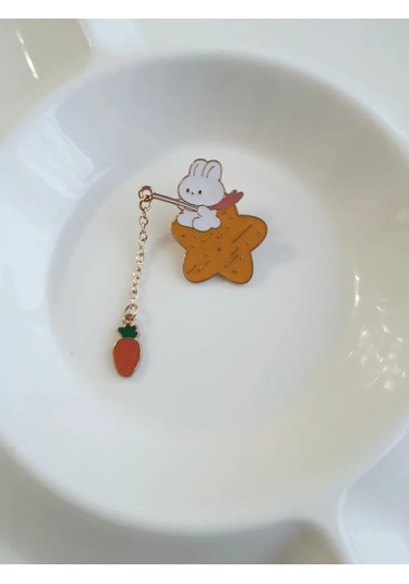 Proshik Emaye Tavşan Broş Rozet 302425265 Beyaz