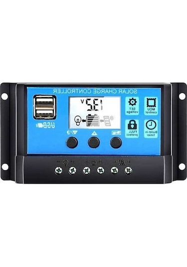 Pazly Evrensel 12v/24v Solar Şarj Regülatörü, Çift Usb, Dıy Güneş Enerjisi Sistemi İçin
